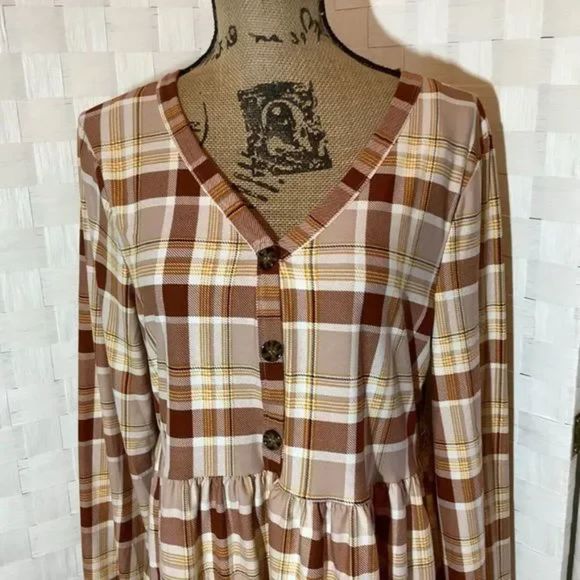 allison andrews multi color plaid blouse size Large fall winter Christmas Gift - Picture 8 of 8
